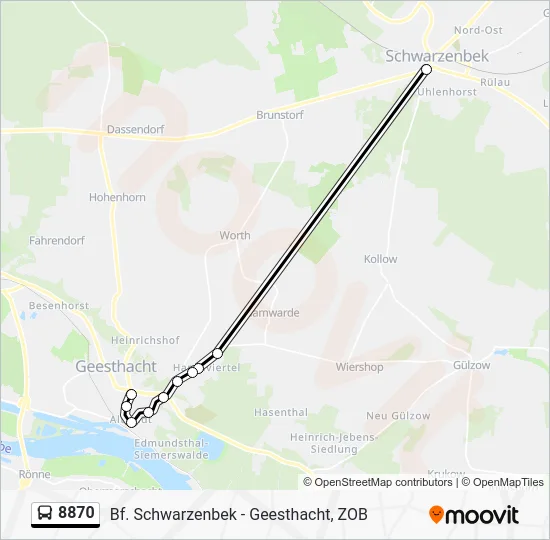 Автобус 8870: карта маршрута