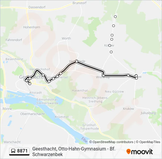 Автобус 8871: карта маршрута