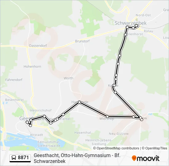 Автобус 8871: карта маршрута