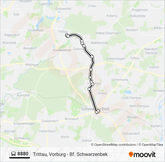 Автобус 8880: карта маршрута