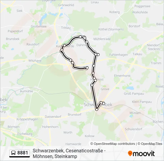 Автобус 8881: карта маршрута