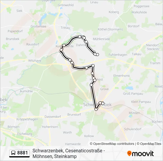 Автобус 8881: карта маршрута