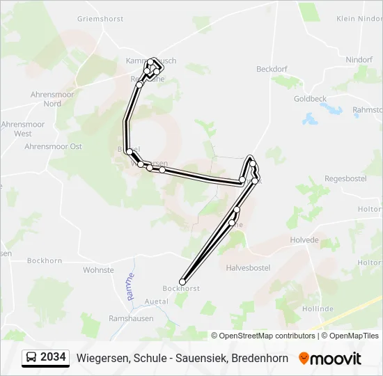 Автобус 2034: карта маршрута