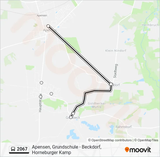 Автобус 2067: карта маршрута