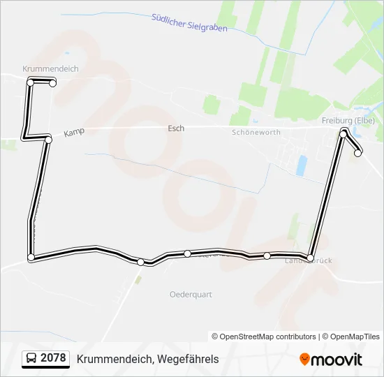 Автобус 2078: карта маршрута