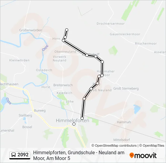 Автобус 2092: карта маршрута