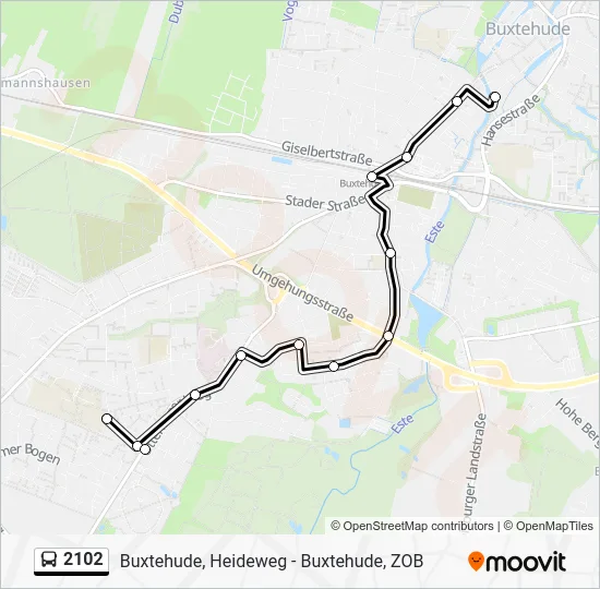 Автобус 2102: карта маршрута