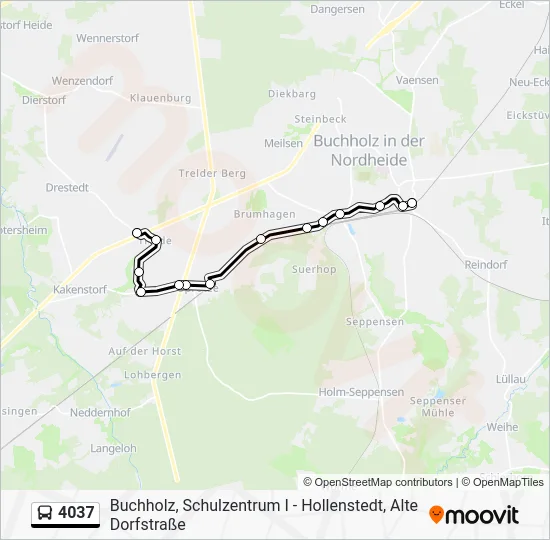 Автобус 4037: карта маршрута