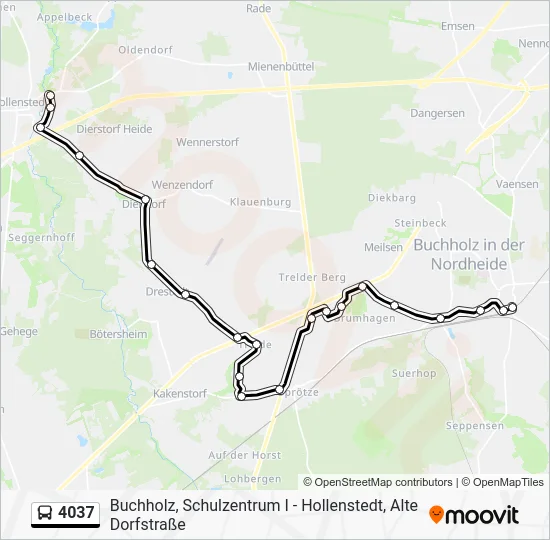 Автобус 4037: карта маршрута