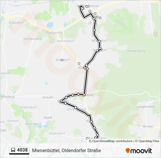 Автобус 4038: карта маршрута