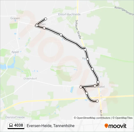 Автобус 4038: карта маршрута