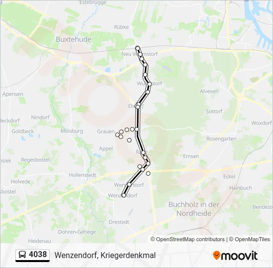 Автобус 4038: карта маршрута