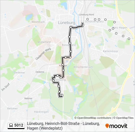 Автобус 5012: карта маршрута