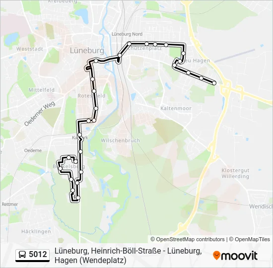 Автобус 5012: карта маршрута