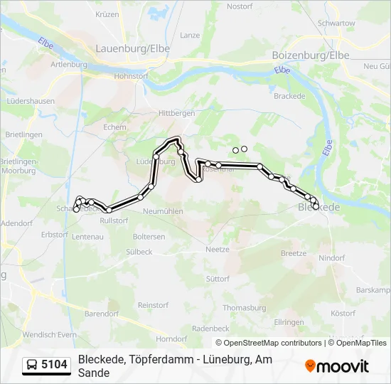 5104 Route: Fahrpläne, Haltestellen & Karten - Bleckede, Bahnhof ...