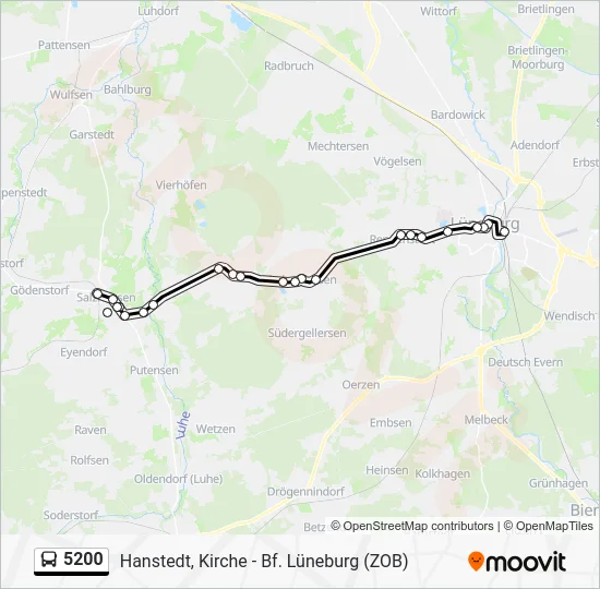 Автобус 5200: карта маршрута