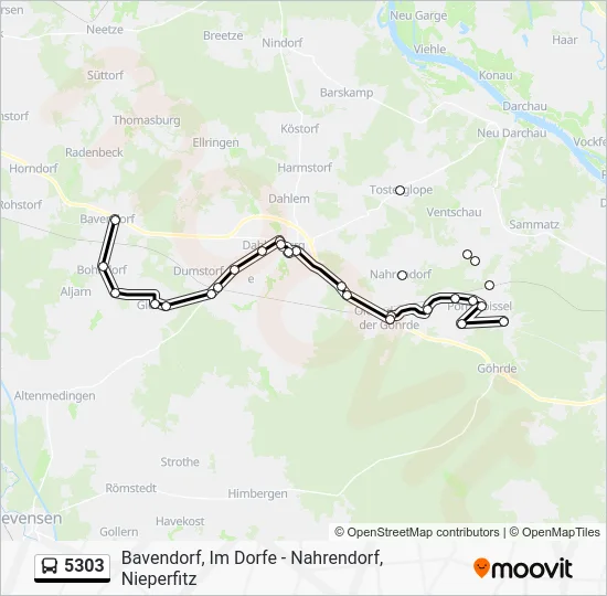 Автобус 5303: карта маршрута