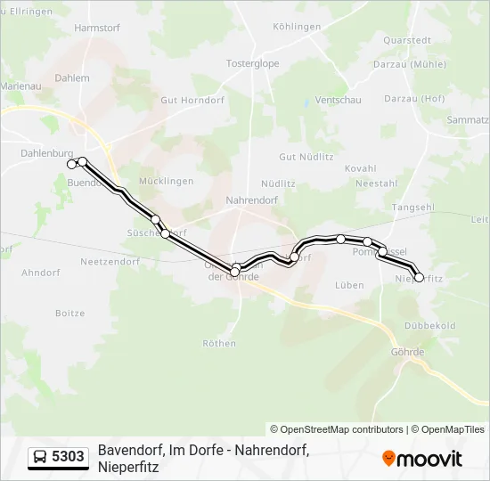 Автобус 5303: карта маршрута