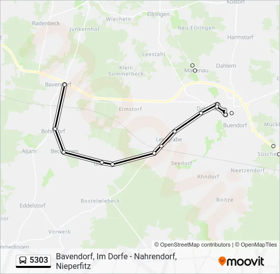 Автобус 5303: карта маршрута