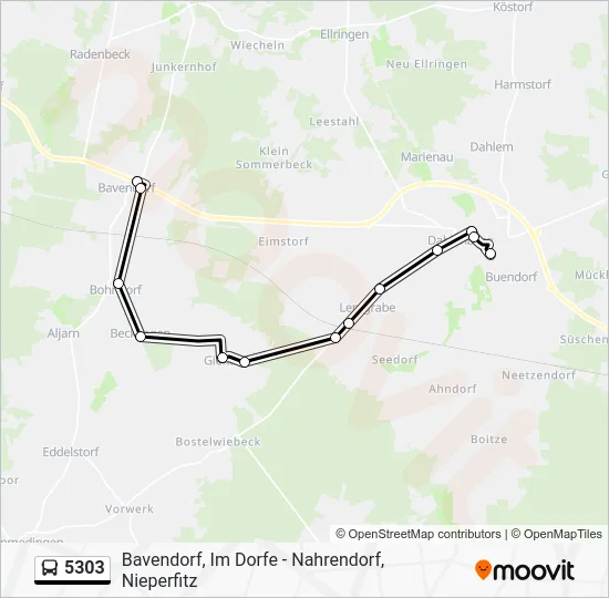 Автобус 5303: карта маршрута