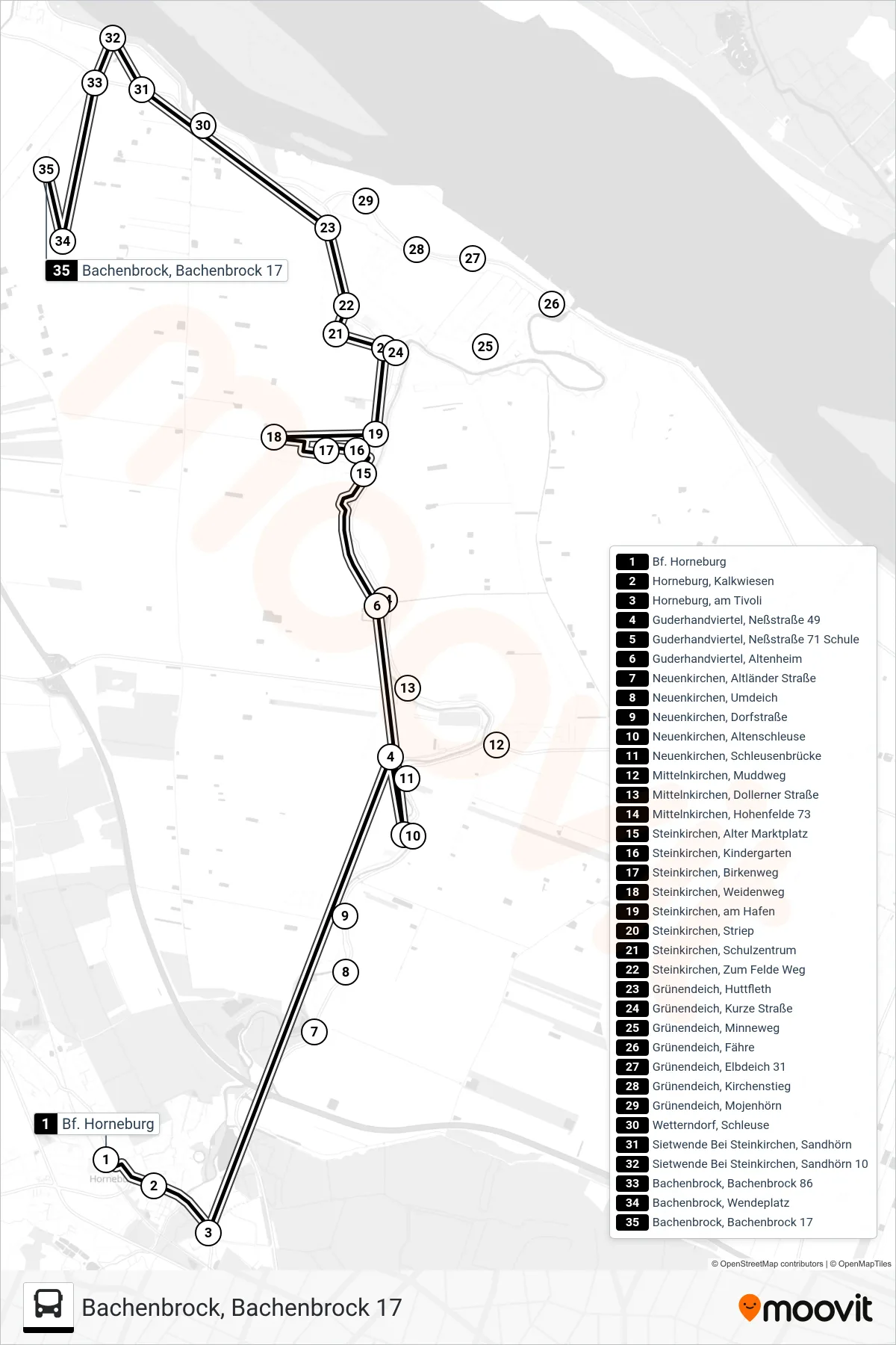 2853-AST bus Line (Bachenbrock, Bachenbrock 17) route and stops on a map