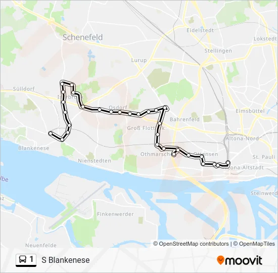 Автобус 1: карта маршрута