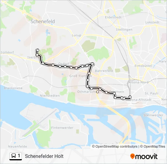 Автобус 1: карта маршрута