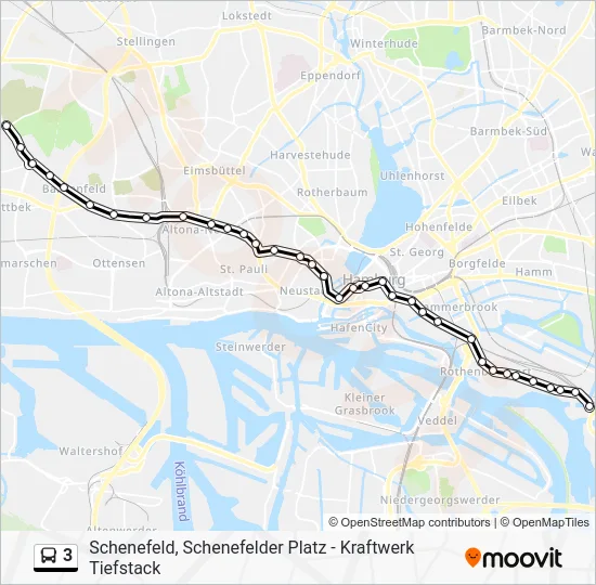 Автобус 3: карта маршрута