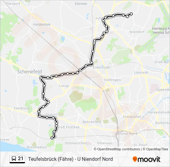 Автобус 21: карта маршрута