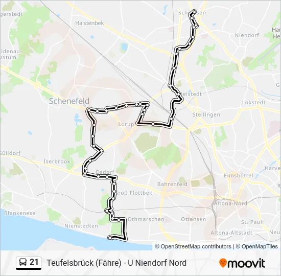 Автобус 21: карта маршрута