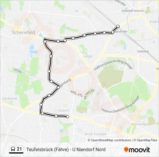 Автобус 21: карта маршрута