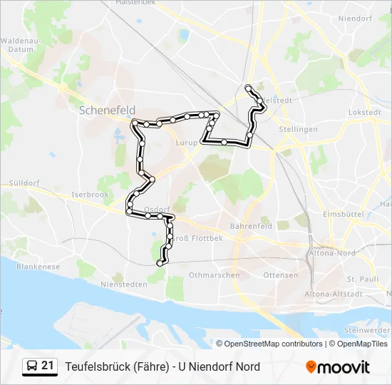 Автобус 21: карта маршрута