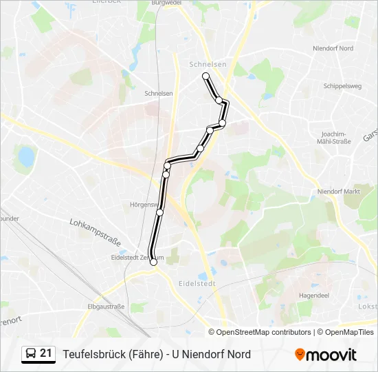 Автобус 21: карта маршрута