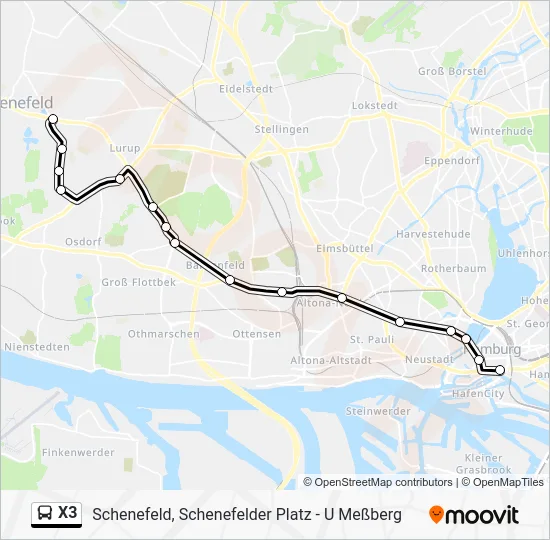 Автобус X3: карта маршрута