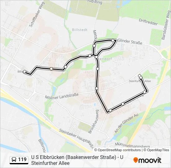 Автобус 119: карта маршрута