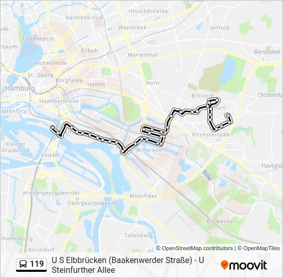 Автобус 119: карта маршрута