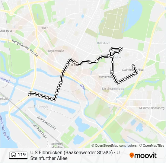 Автобус 119: карта маршрута