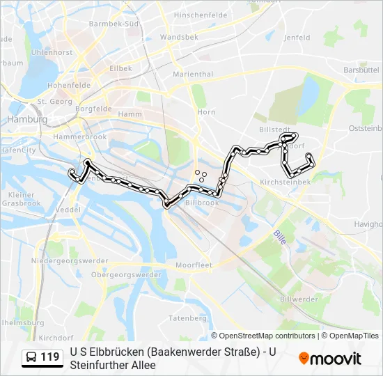 Автобус 119: карта маршрута