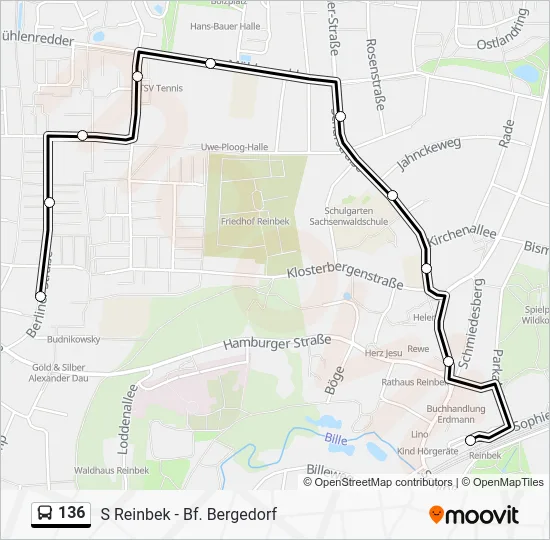 Автобус 136: карта маршрута