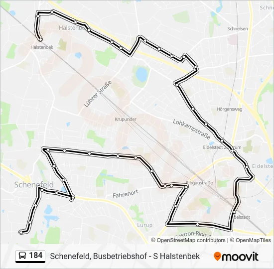 Автобус 184: карта маршрута