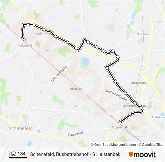 Автобус 184: карта маршрута