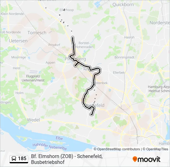 Автобус 185: карта маршрута