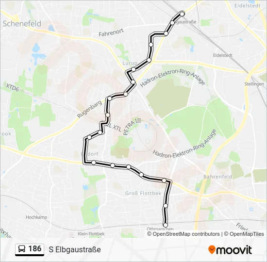 Автобус 186: карта маршрута