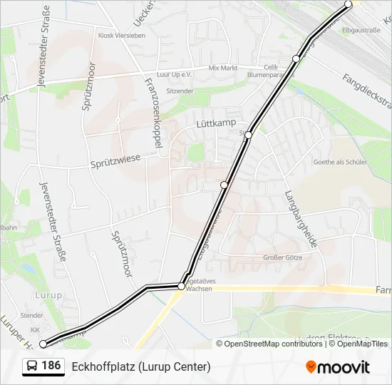 Автобус 186: карта маршрута