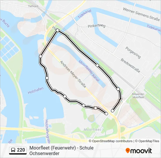 Автобус 220: карта маршрута