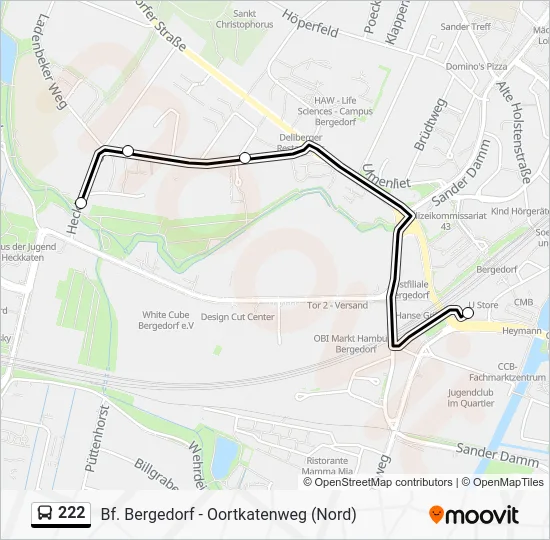 Автобус 222: карта маршрута