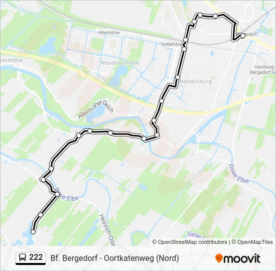 Автобус 222: карта маршрута