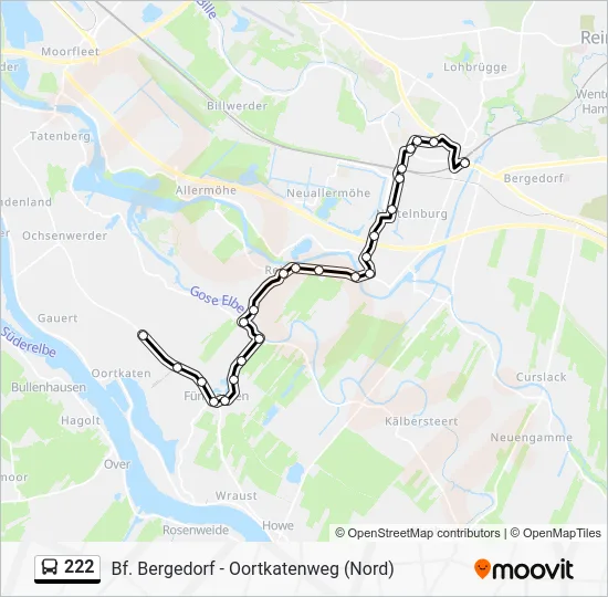 Автобус 222: карта маршрута