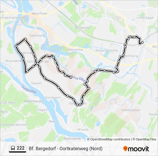 Автобус 222: карта маршрута