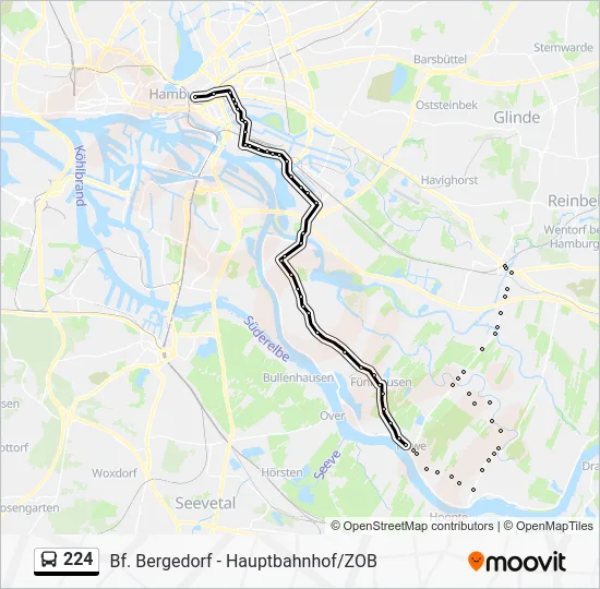 Автобус 224: карта маршрута